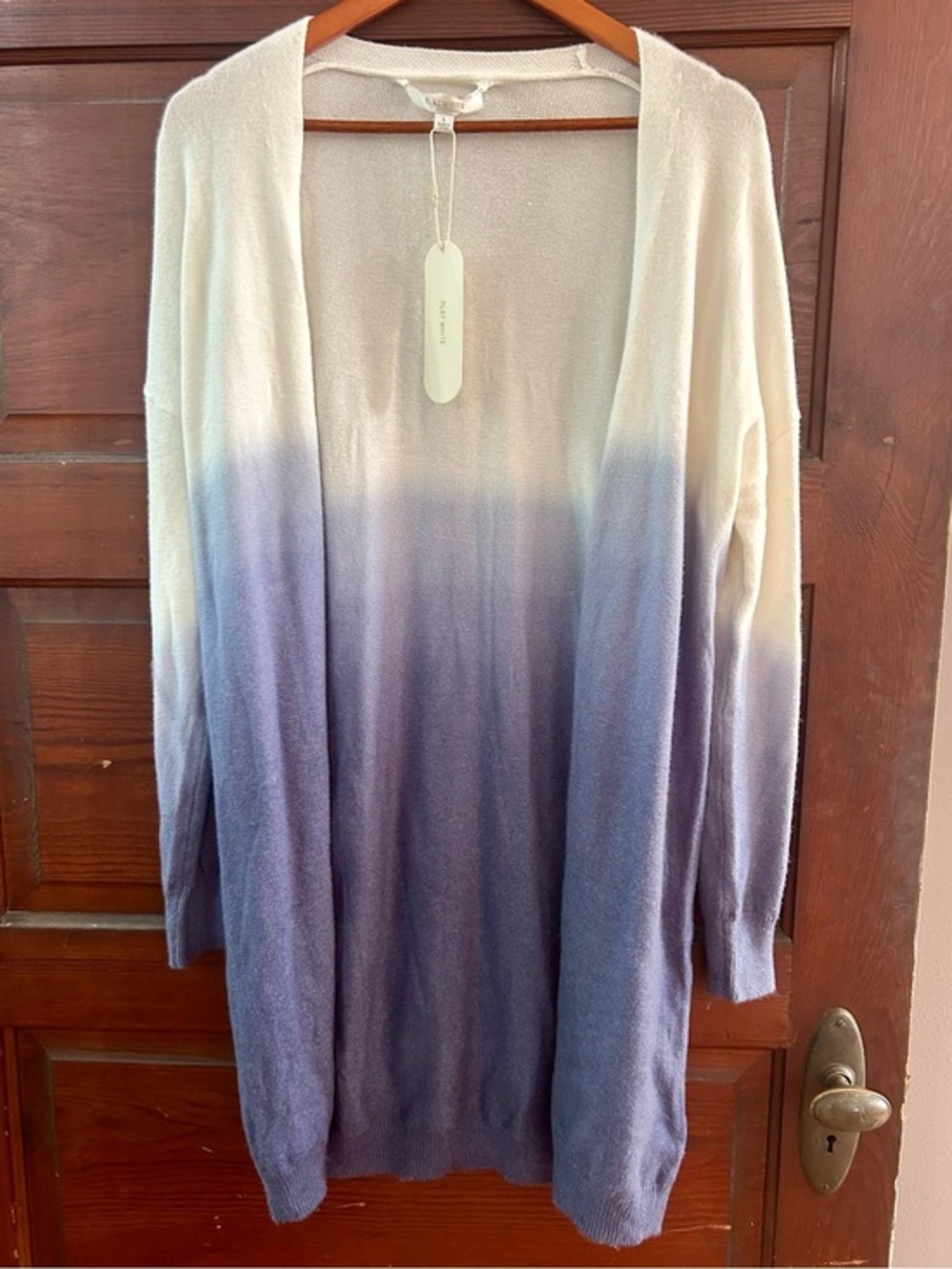 NWT Anthropologie Flat White Lightweight Ombré Open Cardigan Size Large